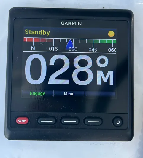  Yacht Photos Pics Garmin marine display showing compass heading on a 2022 Contender 35 ST boat.