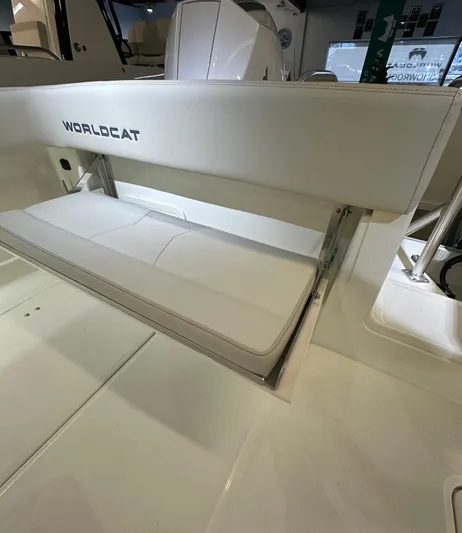 Wcn 55877 280ccx Yacht Photos Pics 2025 World Cat 280 CCX boat interior with white seating and sleek design.