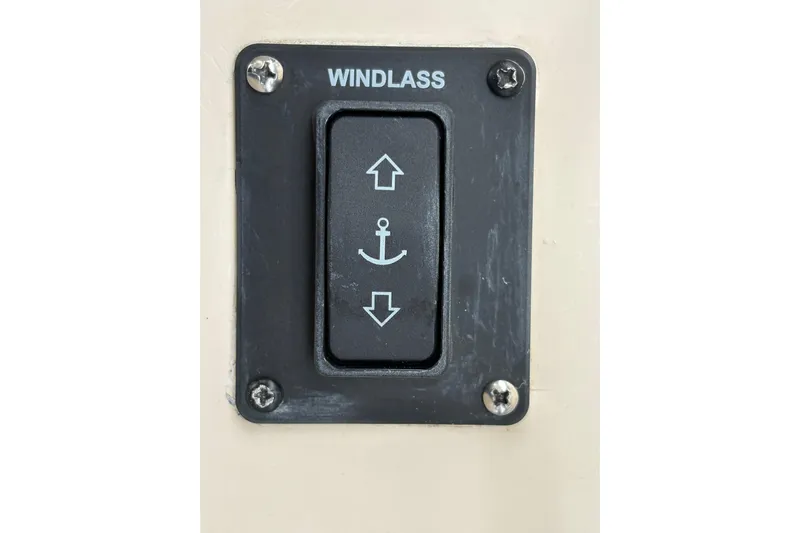  Yacht Photos Pics Windlass control switch on 2017 Osprey 30 Fisherman boat panel.