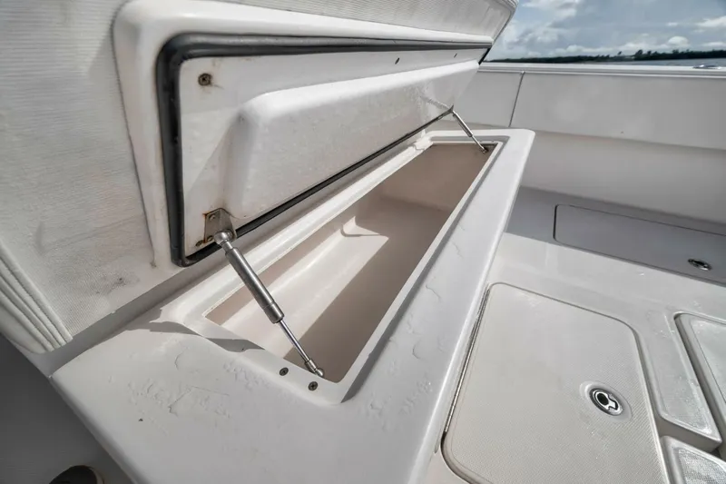  Yacht Photos Pics Open storage compartment on 2018 Invincible 36' Open Fisherman boat.