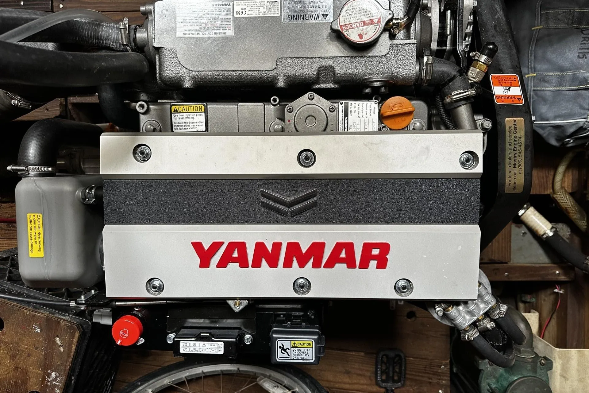 Yanmar engine in a custom sail-assisted trawler, year 2005.
