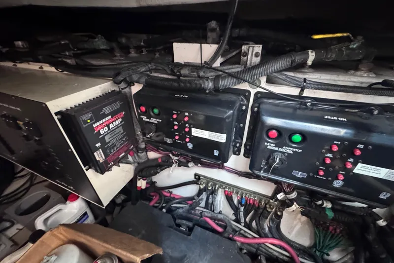  Yacht Photos Pics Engine room of 2011 Sea Ray 540 Sundancer with electrical panels and wiring.