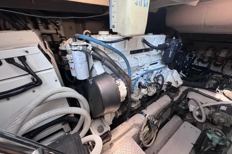  Yacht Photos Pics Engine room of 2011 Sea Ray 540 Sundancer yacht, showcasing mechanical components.