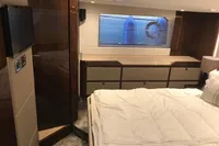 Luxurious cabin interior of 2018 Fairline Targa 48 Open yacht with modern furnishings.