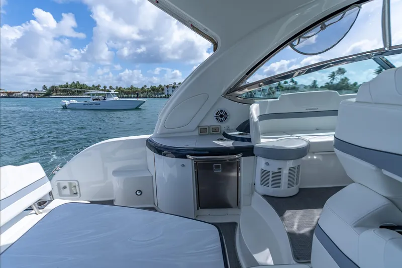  Yacht Photos Pics 2022 Formula 40 Performance Cruiser interior with ocean view and luxury seating.