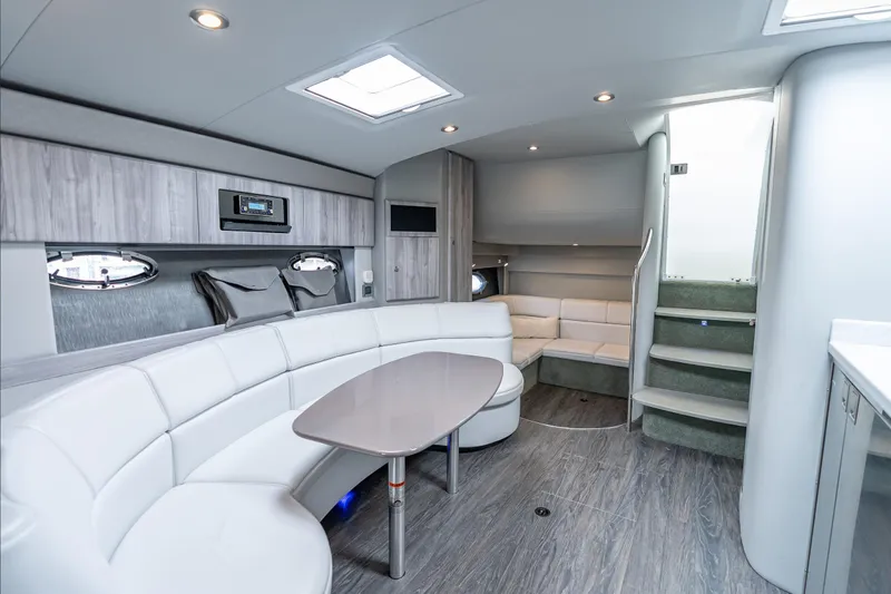  Yacht Photos Pics Luxurious interior of 2022 Formula 40 Performance Cruiser with modern seating and elegant design.