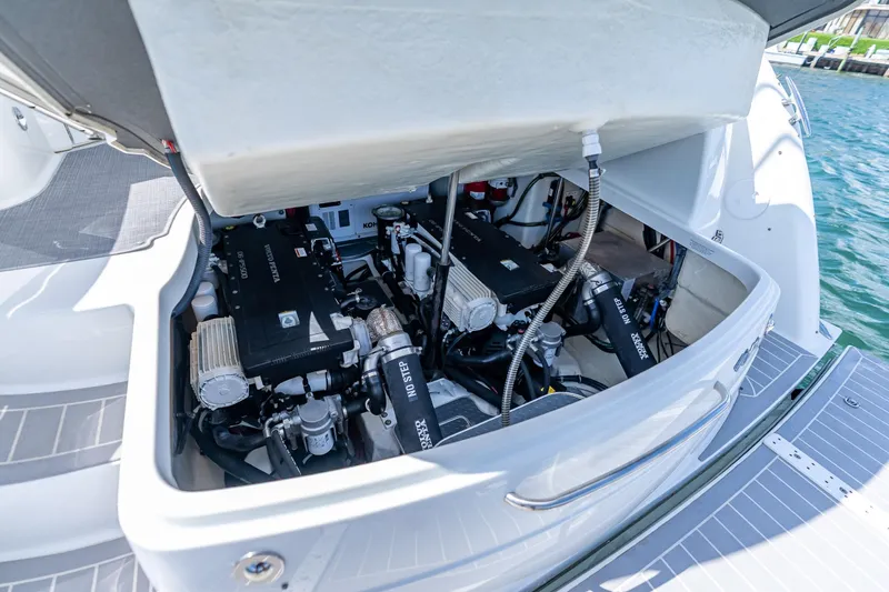  Yacht Photos Pics Engine compartment of 2022 Formula 40 Performance Cruiser, showcasing dual engines and mechanical components.
