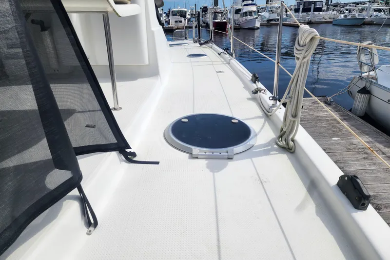 Benevah Yacht Photos Pics 2013 Fountaine Pajot Lipari 41 catamaran deck view at marina.