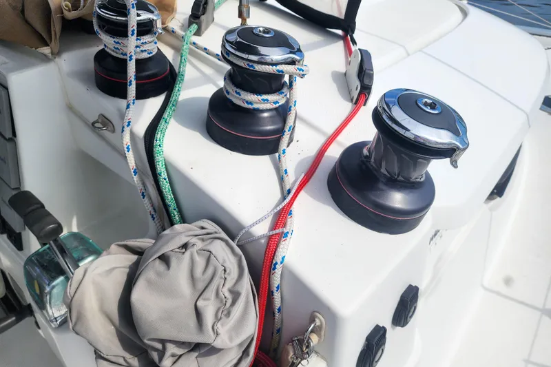 Benevah Yacht Photos Pics Winches and ropes on a 2013 Fountaine Pajot Lipari 41 catamaran deck.