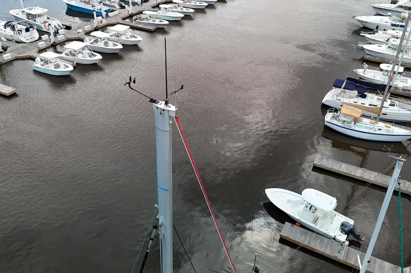 Benevah Yacht Photos Pics Aerial view of marina with docked boats, featuring a 2013 Fountaine Pajot Lipari 41.