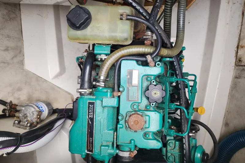 Benevah Yacht Photos Pics Engine compartment of a 2013 Fountaine Pajot Lipari 41 catamaran with Volvo Penta D1-30 engine.