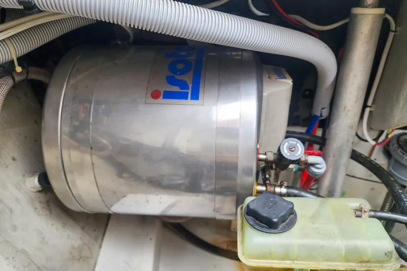 Benevah Yacht Photos Pics Engine compartment of 2013 Fountaine Pajot Lipari 41 with Isotemp water heater.