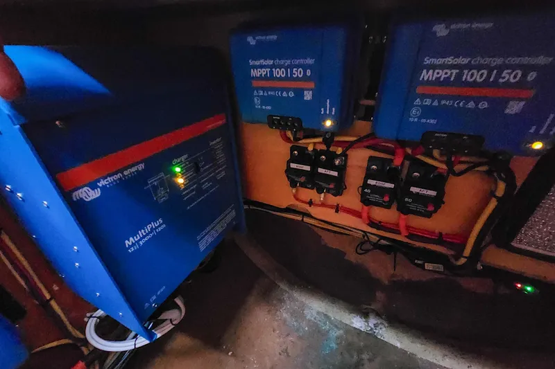 Benevah Yacht Photos Pics Electrical system of 2013 Fountaine Pajot Lipari 41 with Victron Energy components.