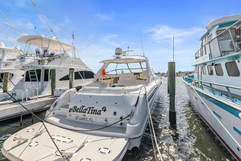 Yacht Photos Pics Sea Ray 550 Sundancer 2002 yacht docked at marina, named Bella Tina, Stuart, FL.