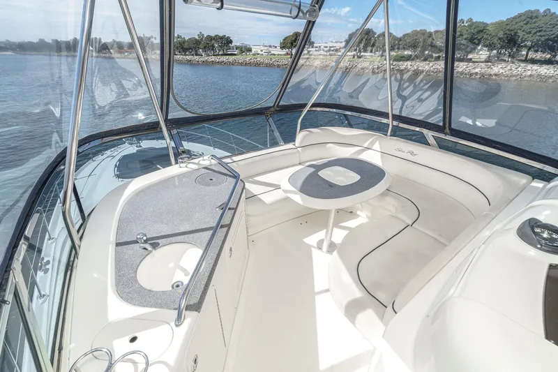  Yacht Photos Pics Luxurious 2005 Sea Ray 500 Sedan Bridge yacht interior with panoramic views and elegant seating.