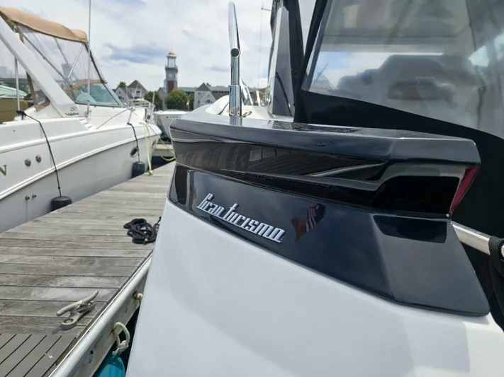 Rio Yacht Photos Pics 2019 Beneteau Gran Turismo 40 yacht docked at marina, side view.