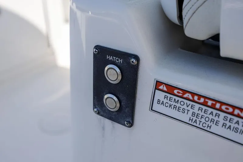 Compass Rose Yacht Photos Pics Control panel with hatch buttons on 2020 Cobia 280 Center Console boat.