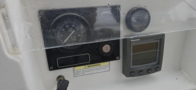 Spirit Bird Yacht Photos Pics Control panel of 2004 Beneteau Oceanis 423 sailboat with gauges and display.