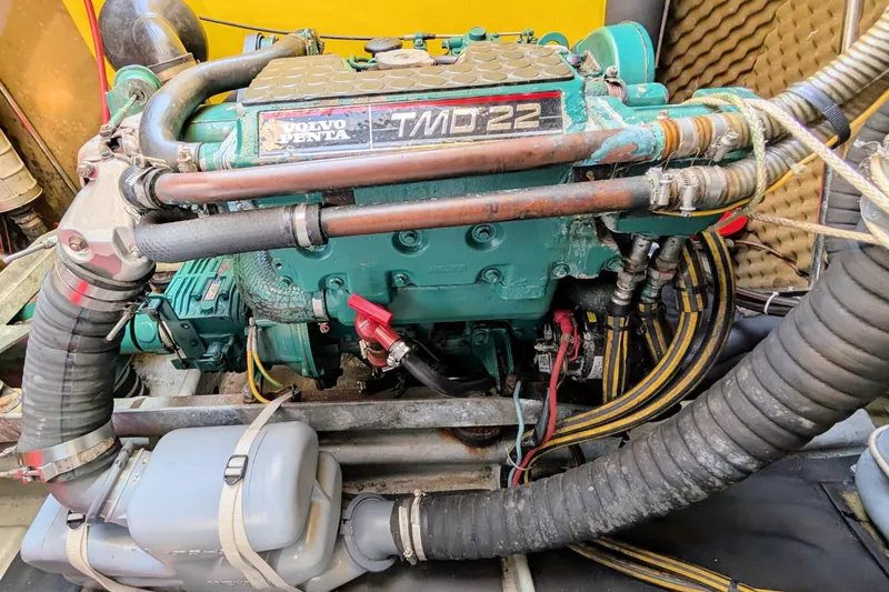 Iteration Yacht Photos Pics Volvo Penta TMD22 engine in a 1994 Amel 53 Super Maramu sailboat.
