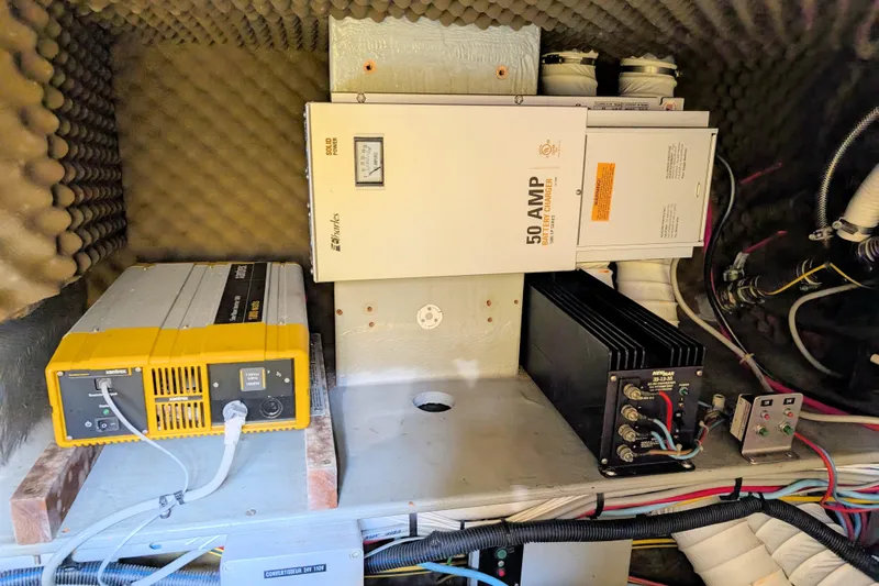 Iteration Yacht Photos Pics Electrical equipment setup in a 1994 Amel 53 Super Maramu yacht.