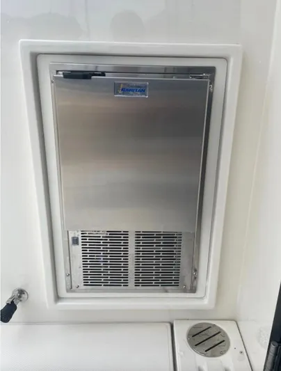  Yacht Photos Pics Built-in stainless steel refrigerator on a Carver C43 Coupe, 2016 model.