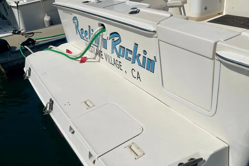  Yacht Photos Pics 2003 Silverton 38 Convertible boat with "Reelin' n Rockin'" name, docked in Westlake Village, CA.