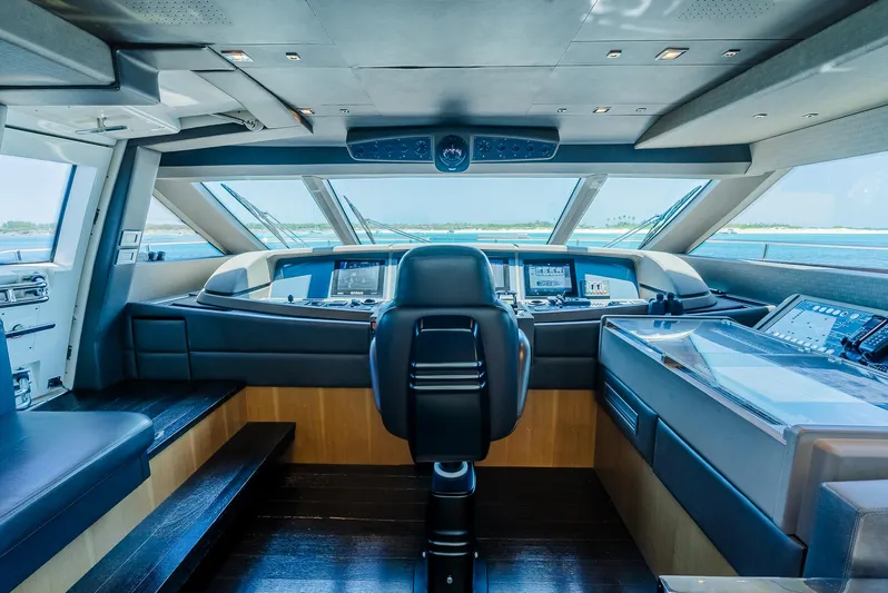 One And Only Yacht Photos Pics Luxurious yacht cockpit with advanced navigation systems, Custom Line 100, 2012 model.