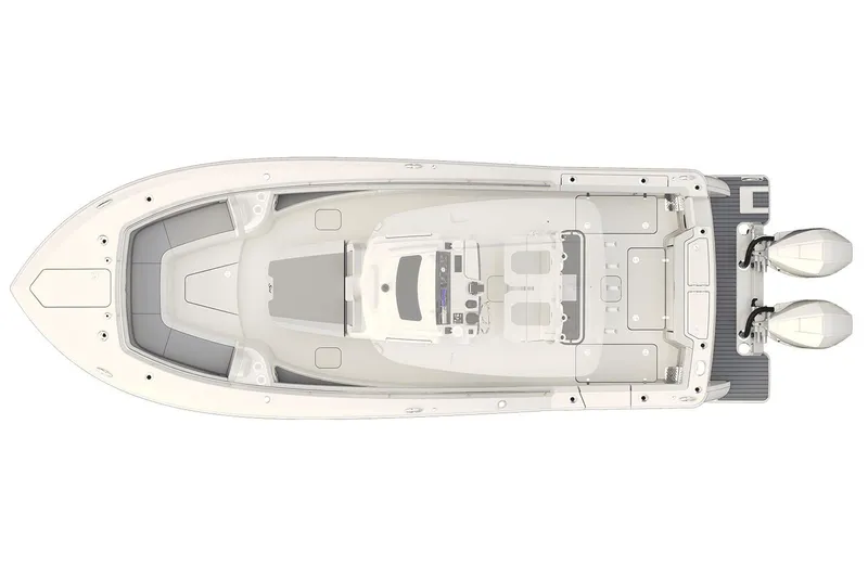  Yacht Photos Pics Manufacturer Provided Image: Top view of 2026 Scout 288 LXF boat with dual engines.