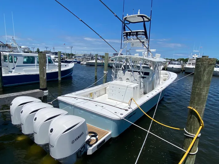  Yacht Photos Pics 2016 Regulator 41 boat docked with Yamaha outboard engines.