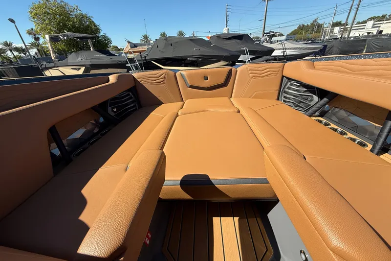  Yacht Photos Pics Luxurious interior of 2026 Nautique Super Air Nautique G25 Coastal Edition boat.