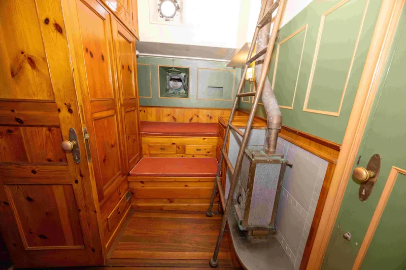 Little Vigilant Yacht Photos Pics master cabin viewing starboard with companionway to pilot house above