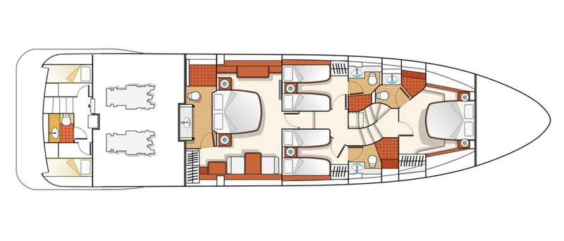 Vea Yacht Photos Pics Floor plan of a 2008 Azimut 75 yacht, showcasing cabin and interior layout.
