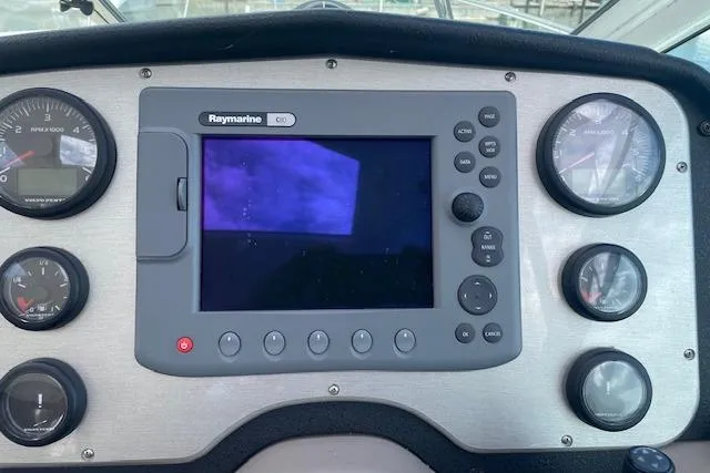  Yacht Photos Pics Dashboard of 2011 Cruisers Yachts 360 Express with Raymarine navigation system.