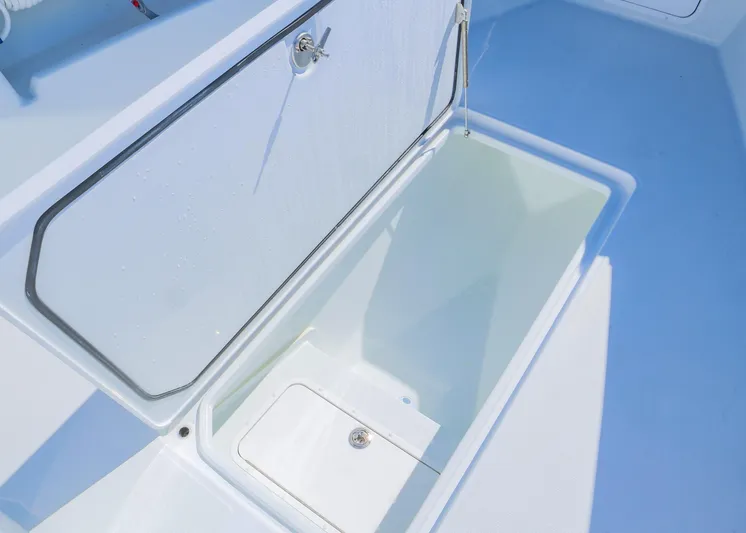  Yacht Photos Pics Open storage compartment on 2025 Invincible 39 Open Fisherman boat.
