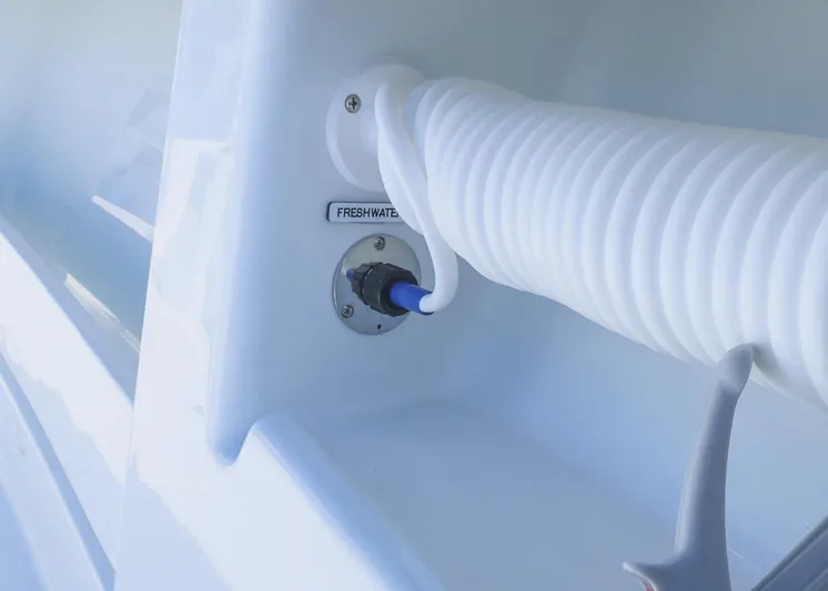  Yacht Photos Pics Freshwater hose connection on 2025 Invincible 39 Open Fisherman boat.