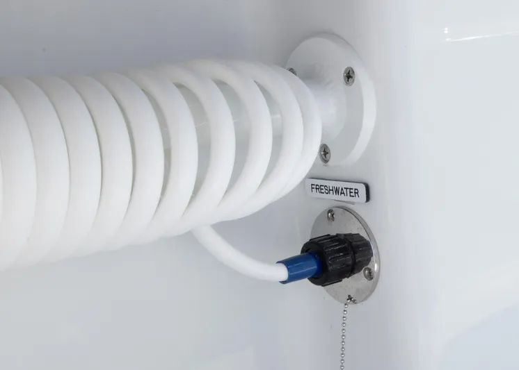  Yacht Photos Pics Freshwater hose connection on 2025 Invincible 39 Open Fisherman boat.