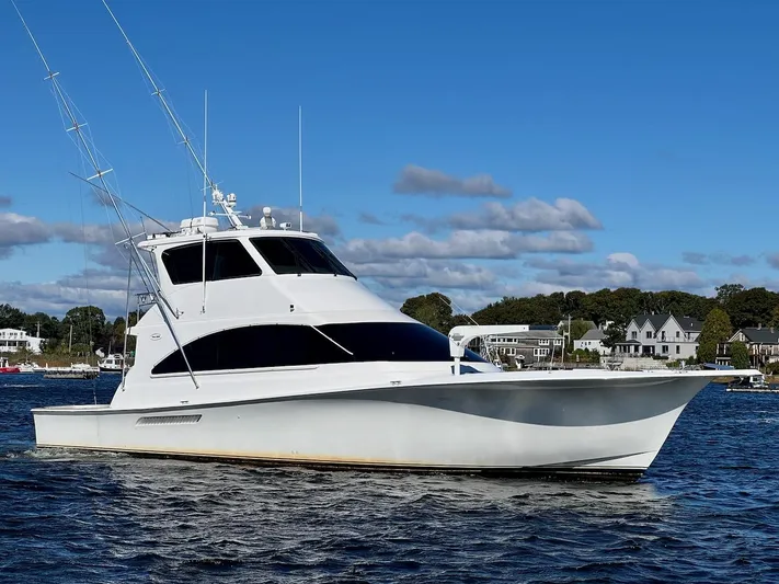 Snow Bank Yacht Photos Pics 2003 Ocean Yachts 62 Enclosed Bridge cruising on a sunny day.