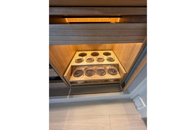 Sea B's Yacht Photos Pics Cabinetry with glass storage