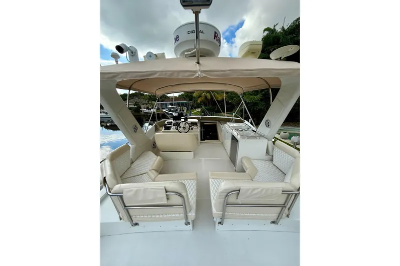 Sea B's Yacht Photos Pics Flybridge, looking forward, covers off