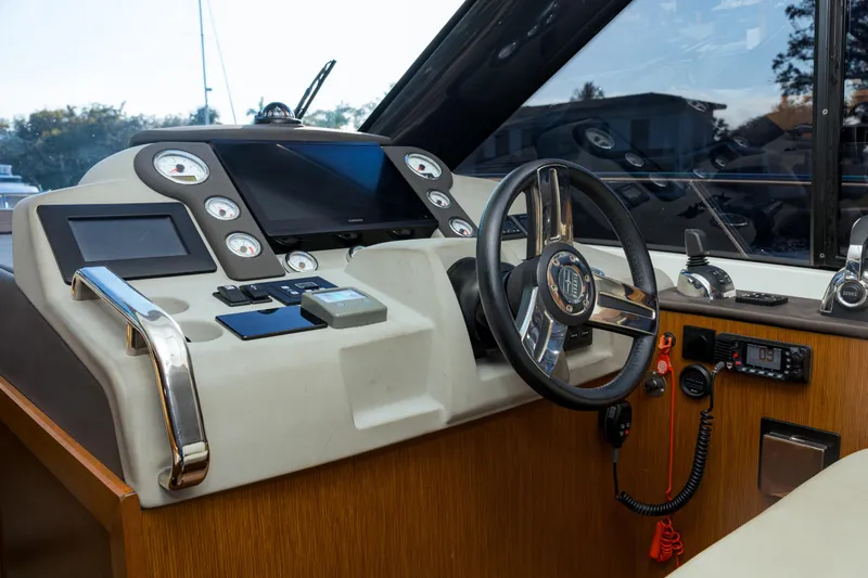  Yacht Photos Pics Cockpit of 2013 Bavaria Virtess 420 Fly yacht with modern navigation controls.