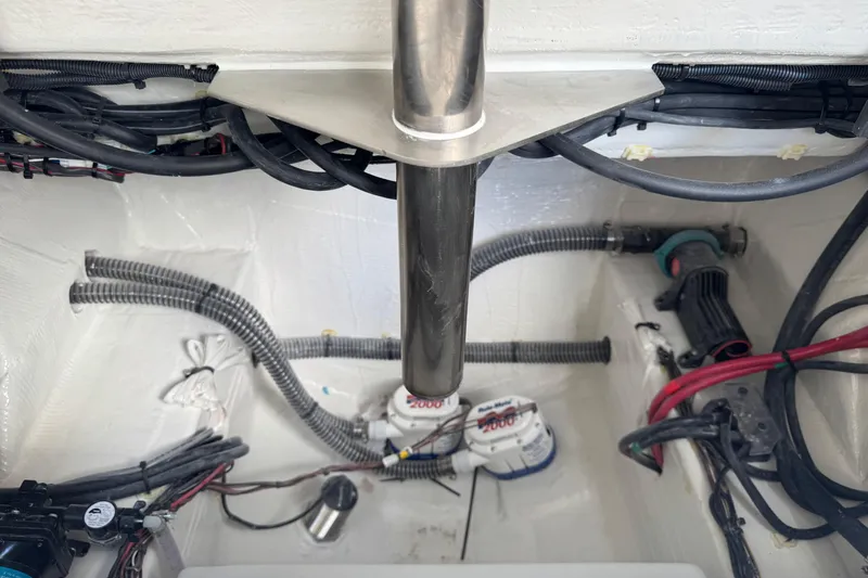  Yacht Photos Pics Interior view of 2026 Sailfish 312 CC boat wiring and plumbing system.