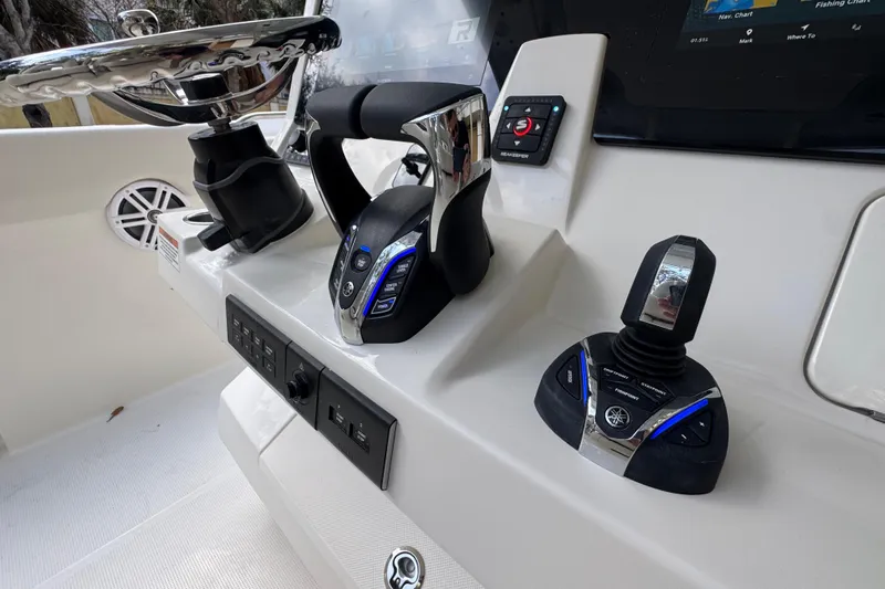  Yacht Photos Pics Control panel of 2026 Sailfish 312 CC boat with advanced navigation features.