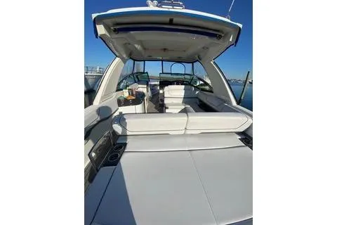  Yacht Photos Pics 2018 Formula 350 Crossover Bowrider, luxurious interior, spacious seating, open water view.
