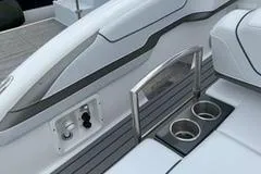  Yacht Photos Pics 2018 Formula 350 Crossover Bowrider interior with cup holders and sleek design.