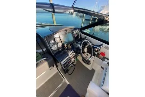  Yacht Photos Pics 2018 Formula 350 Crossover Bowrider cockpit with modern controls and steering wheel.