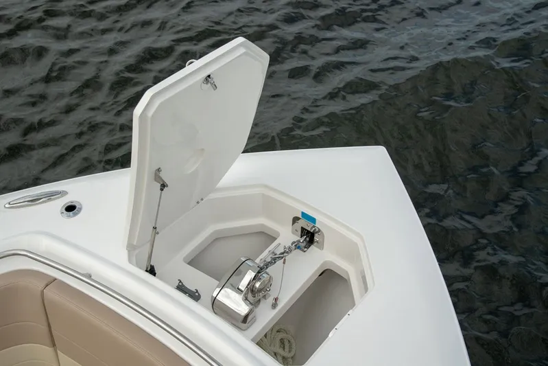  Yacht Photos Pics Sailfish 360 CC 2022 anchor compartment on calm water.