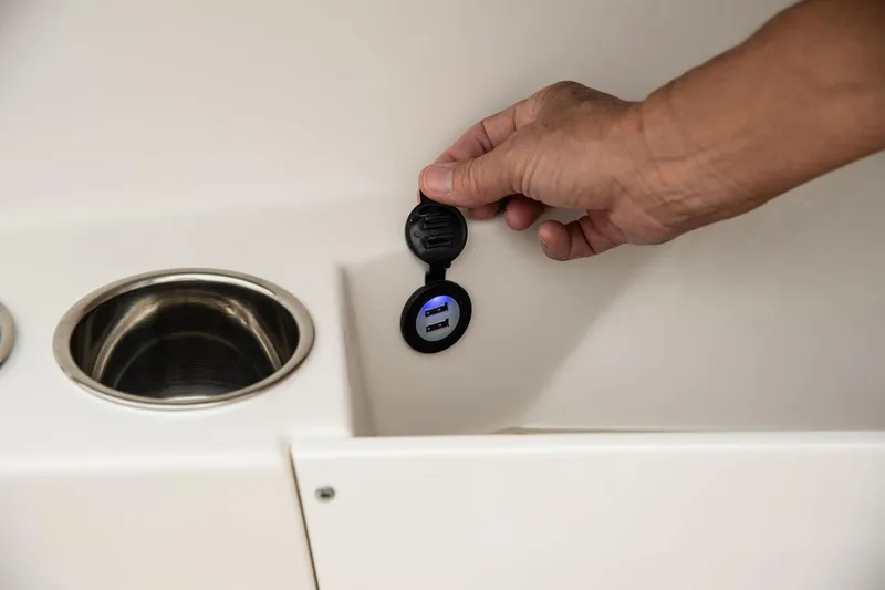  Yacht Photos Pics USB port on a 2022 Sailfish 360 CC boat.