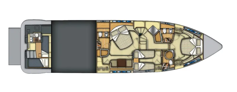 Elena I Yacht Photos Pics Floor plan of a 2013 Azimut 64 yacht, showcasing interior layout and design.