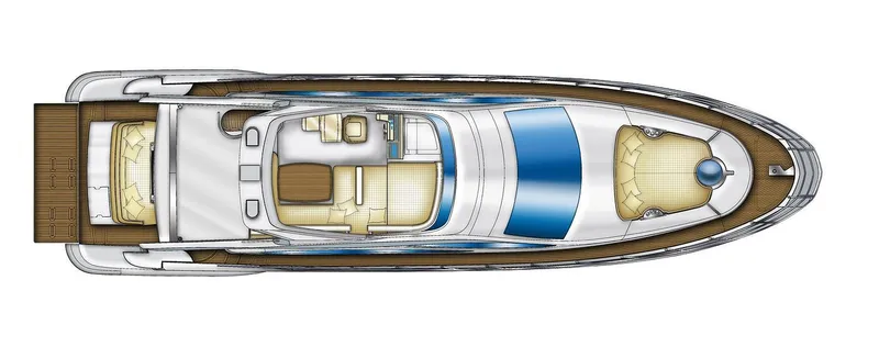 Elena I Yacht Photos Pics Top view layout of a 2013 Azimut 64 yacht, showcasing deck and interior design.