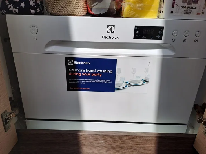  Yacht Photos Pics Electrolux dishwasher in a 2018 Fountaine Pajot Saona 47 yacht kitchen.